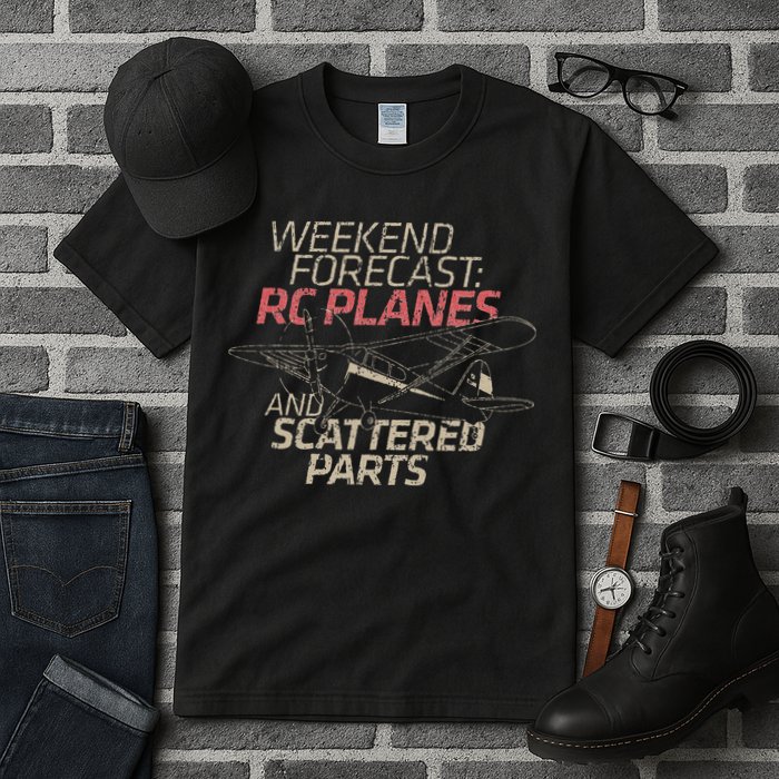 RC Plane Gift Weekend Forecast RC Pilot Model Airplane Lover Tall T-Shirt