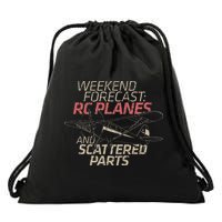 RC Plane Gift Weekend Forecast RC Pilot Model Airplane Lover Drawstring Bag