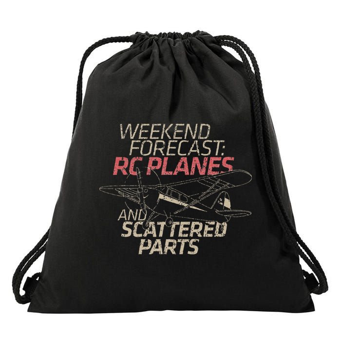 RC Plane Gift Weekend Forecast RC Pilot Model Airplane Lover Drawstring Bag