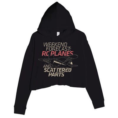 RC Plane Gift Weekend Forecast RC Pilot Model Airplane Lover Crop Fleece Hoodie