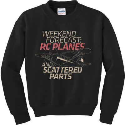 RC Plane Gift Weekend Forecast RC Pilot Model Airplane Lover Kids Sweatshirt
