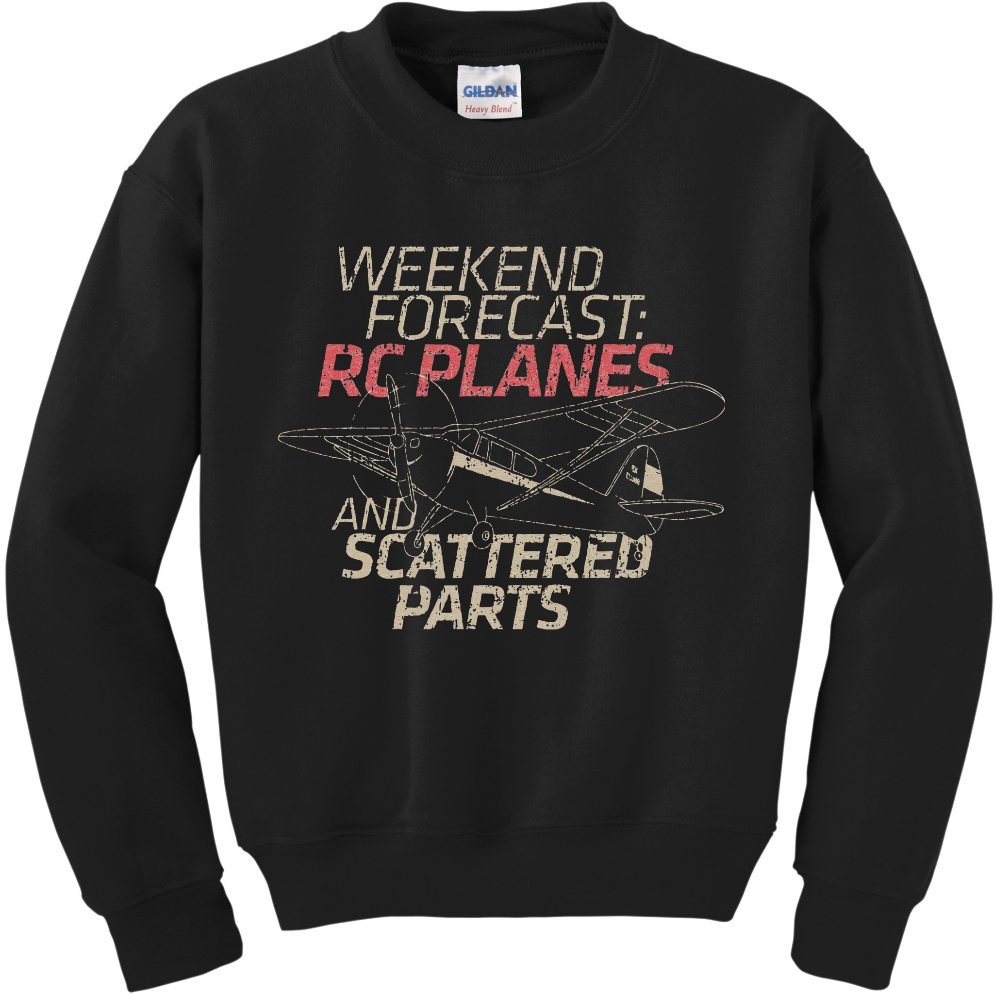 RC Plane Gift Weekend Forecast RC Pilot Model Airplane Lover Kids Sweatshirt