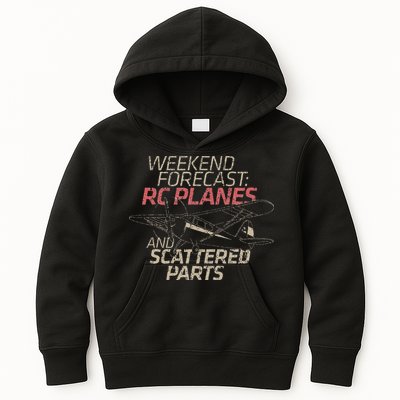 RC Plane Gift Weekend Forecast RC Pilot Model Airplane Lover Kids Hoodie