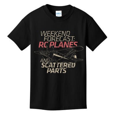 RC Plane Gift Weekend Forecast RC Pilot Model Airplane Lover Kids T-Shirt