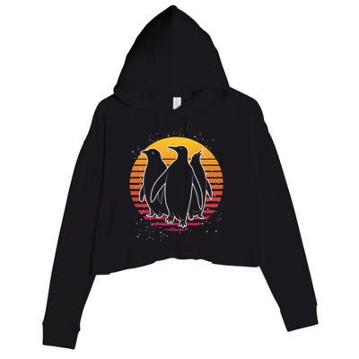 Retro Penguin Gift Crop Fleece Hoodie