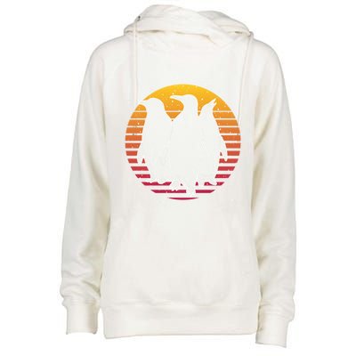 Retro Penguin Gift Womens Funnel Neck Pullover Hood