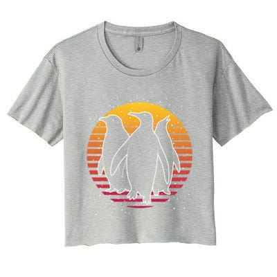 Retro Penguin Gift Women's Crop Top Tee