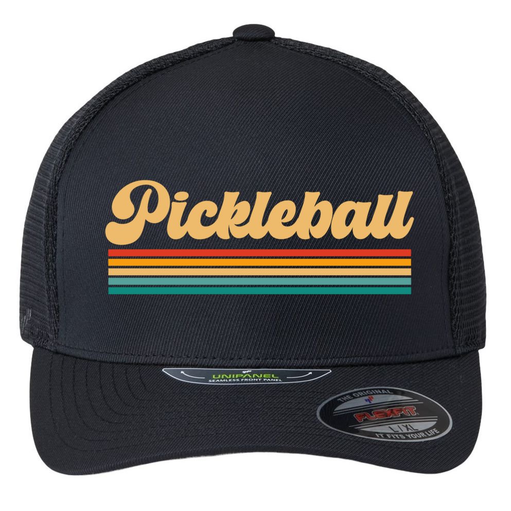 Retro Pickleball Gift Flexfit Unipanel Trucker Cap