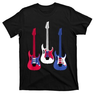 Retro Patriotic Guitar Red White Blue Cool USA Guitarist T-Shirt