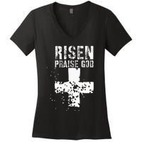 RISEN PRAISE GOD Women's V-Neck T-Shirt