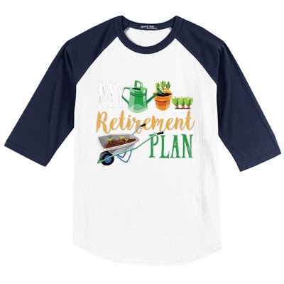 Retirement Plan Gardener Hobby Pensioner Garden Plants Gift Baseball Sleeve Shirt