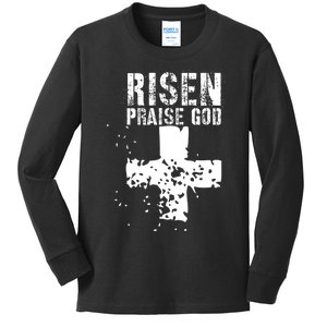 RISEN PRAISE GOD Funny Christian Kids Long Sleeve Shirt