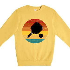 Retro Pickleball Gift Funny Pickleball Retro Sunset Cute Gift Premium Crewneck Sweatshirt