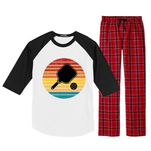 Retro Pickleball Gift Funny Pickleball Retro Sunset Cute Gift Raglan Sleeve Pajama Set