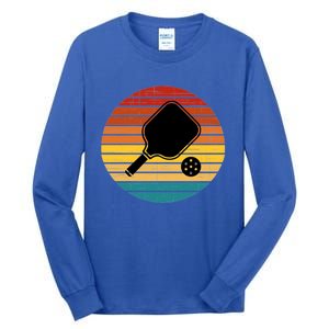 Retro Pickleball Gift Funny Pickleball Retro Sunset Cute Gift Tall Long Sleeve T-Shirt