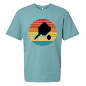 Retro Pickleball Gift Funny Pickleball Retro Sunset Cute Gift Sueded Cloud Jersey T-Shirt