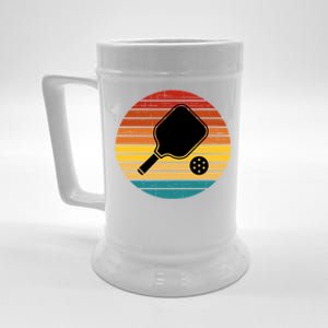 Retro Pickleball Gift Funny Pickleball Retro Sunset Cute Gift Beer Stein