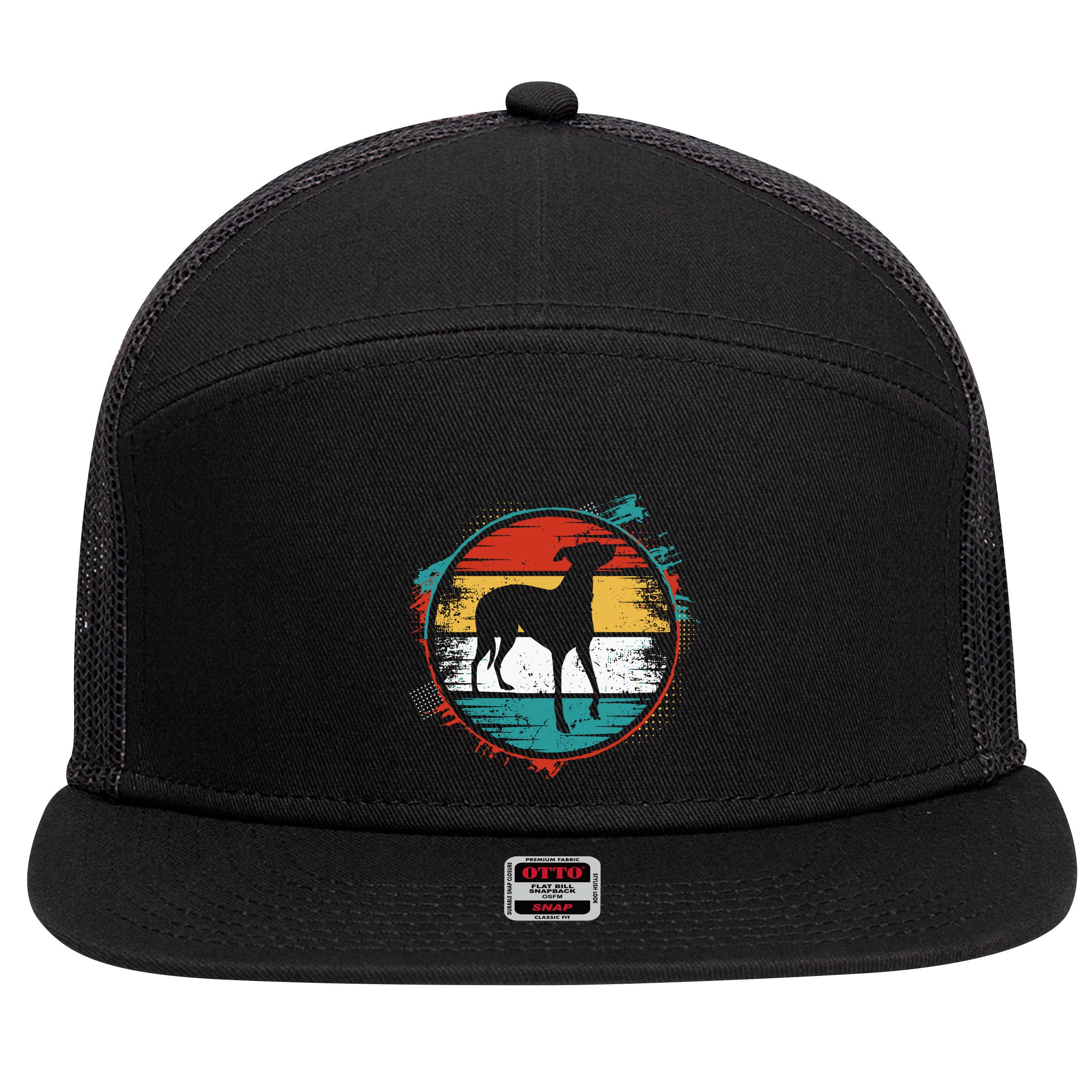 Retro Pug Greyhound 7 Panel Mesh Trucker Snapback Hat