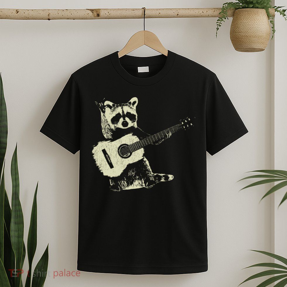 Raccoon Playing Guitar Music T-Shirt