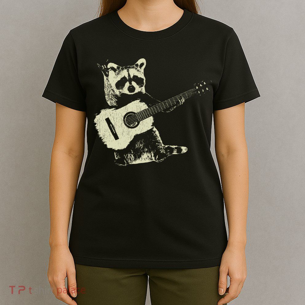Raccoon Playing Guitar Music T-Shirt