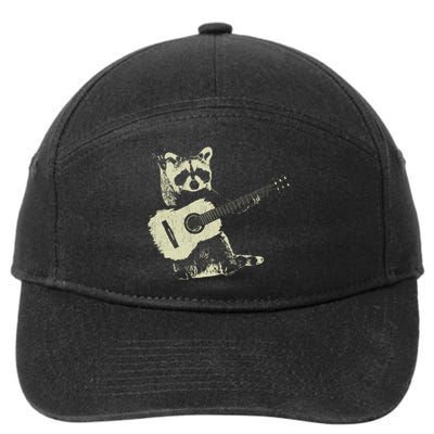 Raccoon Playing Guitar Music 7-Panel Snapback Hat