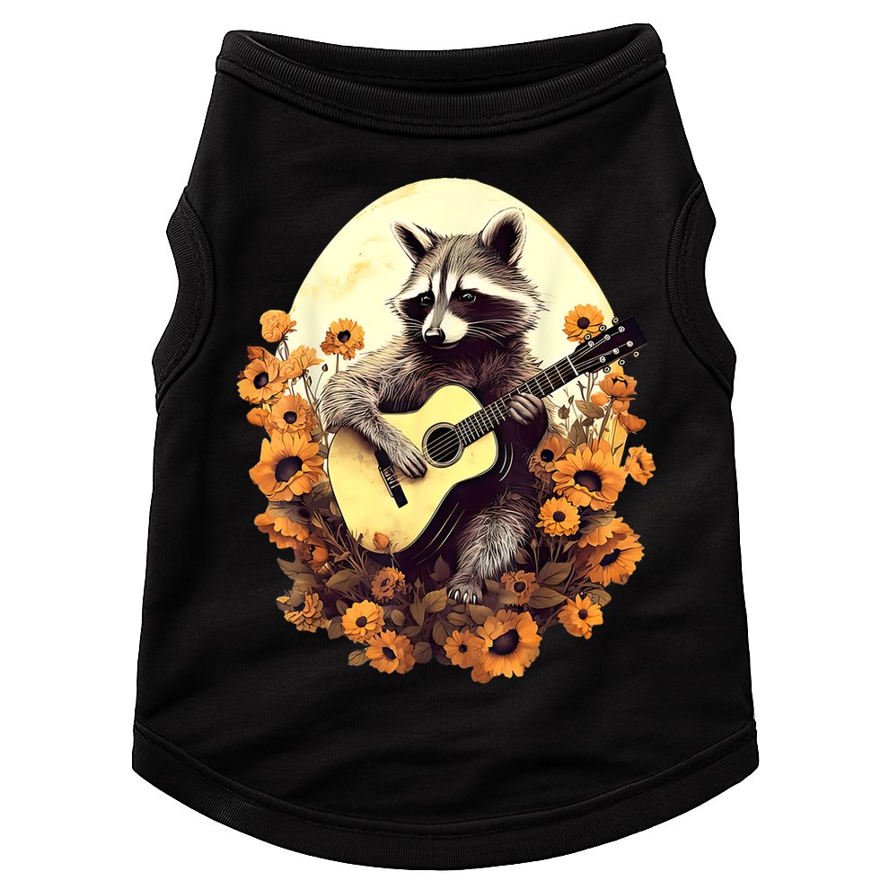 Raccoon Playing Guitar Floral Cottagecore Men Women Doggie Tank