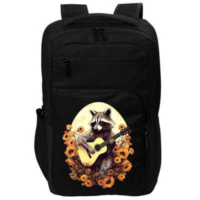 Raccoon Playing Guitar Floral Cottagecore Men Women Impact Tech Backpack