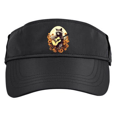 Raccoon Playing Guitar Floral Cottagecore Men Women Adult Drive Performance Visor
