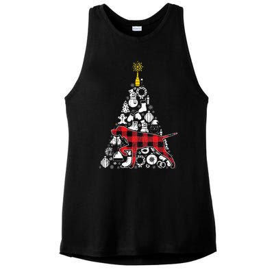 Red Plaid GSP Christmas Tree Ornament Decor Xmas Pajama Ladies PosiCharge Tri-Blend Wicking Tank