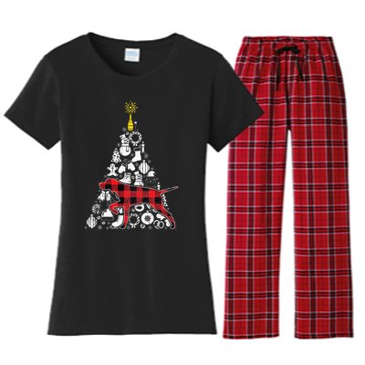 Red Plaid GSP Christmas Tree Ornament Decor Xmas Pajama Women's Flannel Pajama Set