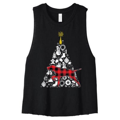 Red Plaid GSP Christmas Tree Ornament Decor Xmas Pajama Women's Racerback Cropped Tank