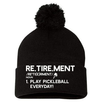 REtirement Pickleball Gift For Pickleball Player Pom Pom 12in Knit Beanie