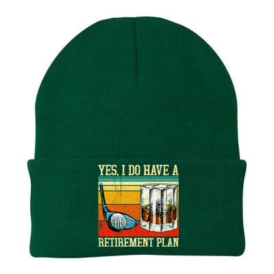 Retirement Plan Golf Bourbon Retired Funny Retiree Dad Papa Knit Cap Winter Beanie