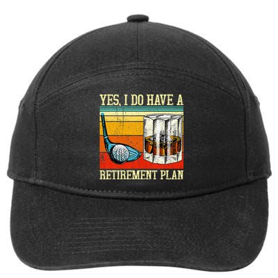 Retirement Plan Golf Bourbon Retired Funny Retiree Dad Papa 7-Panel Snapback Hat