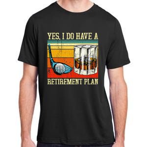 Retirement Plan Golf Bourbon Retired Funny Retiree Dad Papa Adult ChromaSoft Performance T-Shirt