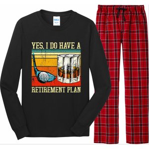 Retirement Plan Golf Bourbon Retired Funny Retiree Dad Papa Long Sleeve Pajama Set