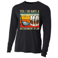 Retirement Plan Golf Bourbon Retired Funny Retiree Dad Papa Cooling Performance Long Sleeve Crew