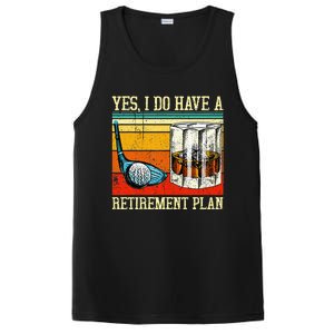 Retirement Plan Golf Bourbon Retired Funny Retiree Dad Papa PosiCharge Competitor Tank