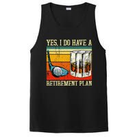 Retirement Plan Golf Bourbon Retired Funny Retiree Dad Papa PosiCharge Competitor Tank