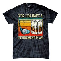 Retirement Plan Golf Bourbon Retired Funny Retiree Dad Papa Tie-Dye T-Shirt