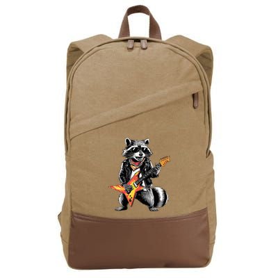 Racoon Playing Guitar Cotton Canvas Backpack