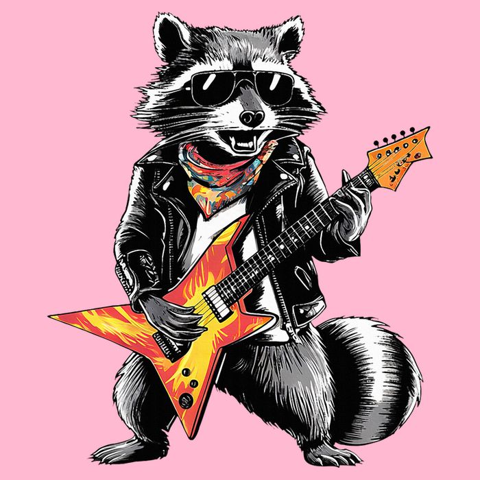 Racoon Playing Guitar Long Sleeve Shirt