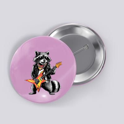 Racoon Playing Guitar Button