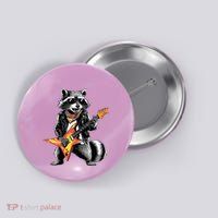 Racoon Playing Guitar Button
