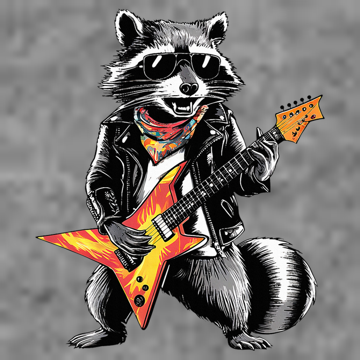 Racoon Playing Guitar Hooded Wearable Blanket