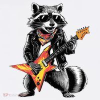 Racoon Playing Guitar Bucket Hat