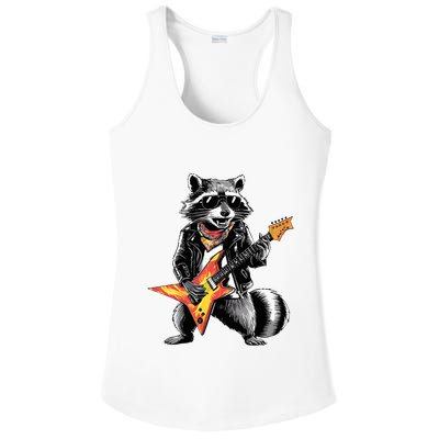 Racoon Playing Guitar Ladies PosiCharge Competitor Racerback Tank