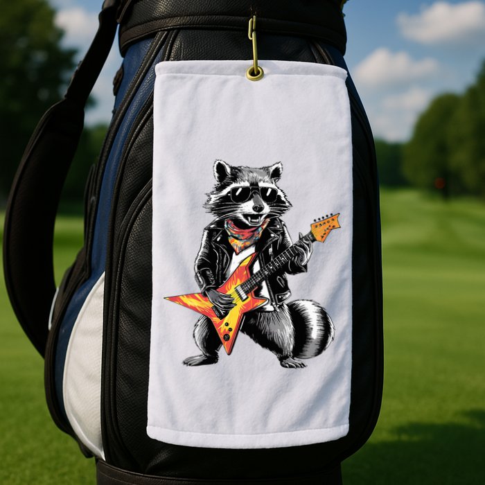 Racoon Playing Guitar Golf Towel