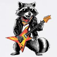 Racoon Playing Guitar Wool Snapback Cap