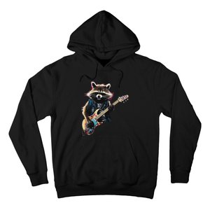 Raccoon Playing Guitar Funny Rock Music Metal Guitar Player Hoodie